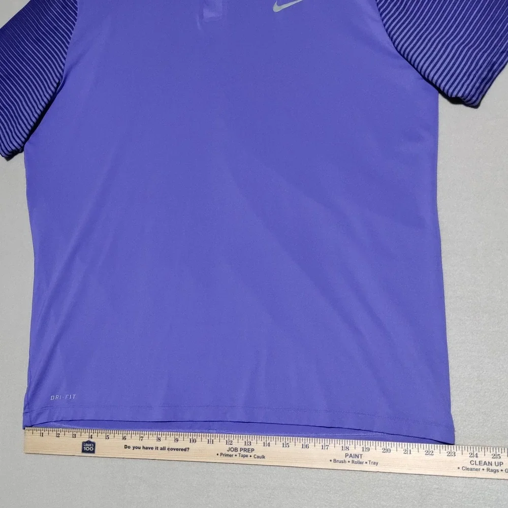 Nike Tiger Woods Collection Striped Sleeve Golf Polo Shirt Mens XL Purple 585785